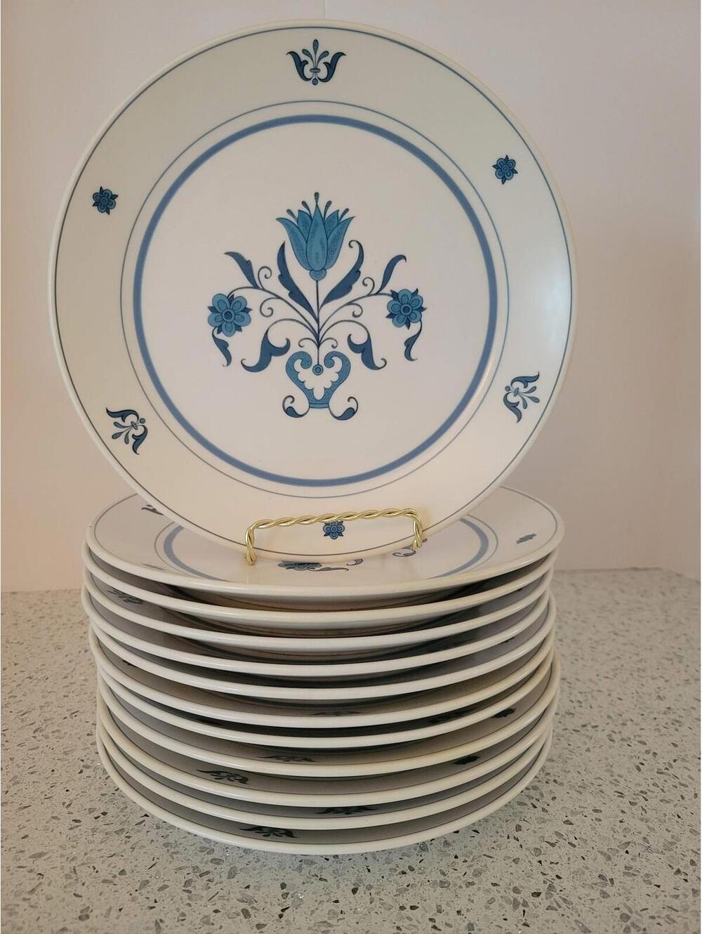 Vintage Noritake Progression Blue Haven 2004 Salad Plates White Blue Floral